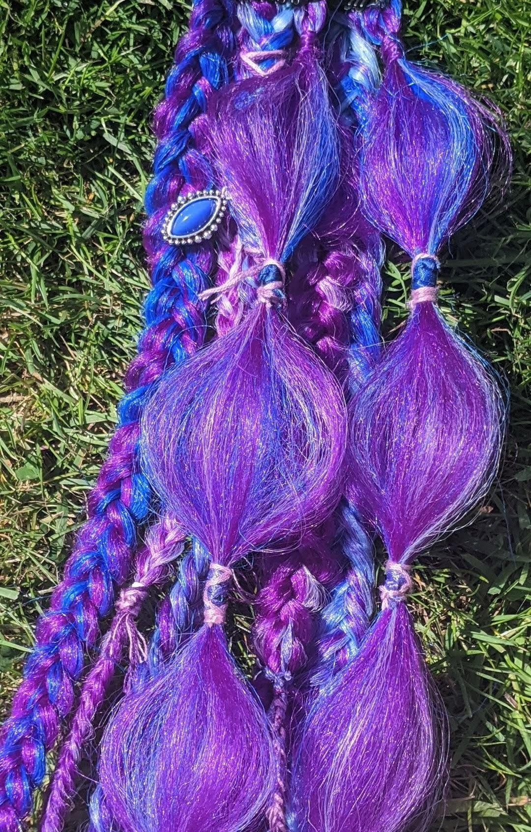 Purple & Blue Clip-in Braids